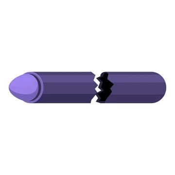 Broken purple crayon splitting into two pieces Illustrazione stock