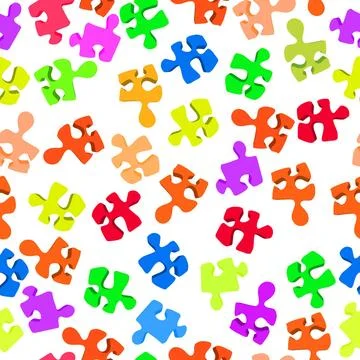 Broken puzzle pattern Seamless pattern with three-dimensional puzzle piece... Stock Photos