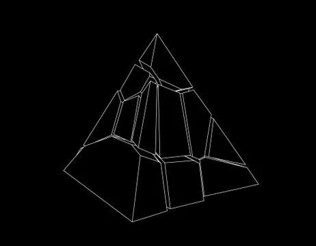 Broken pyramid. Vector outline illustration. Stock Illustration