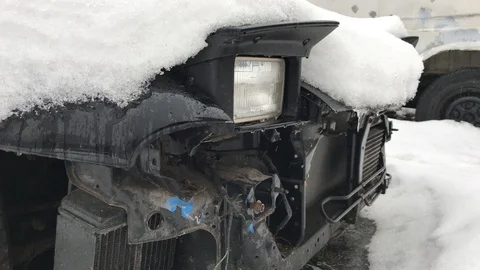 Broken racing car in winter Stock-Footage 102897607