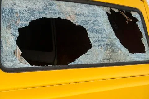 Broken rear van window Stock Photos