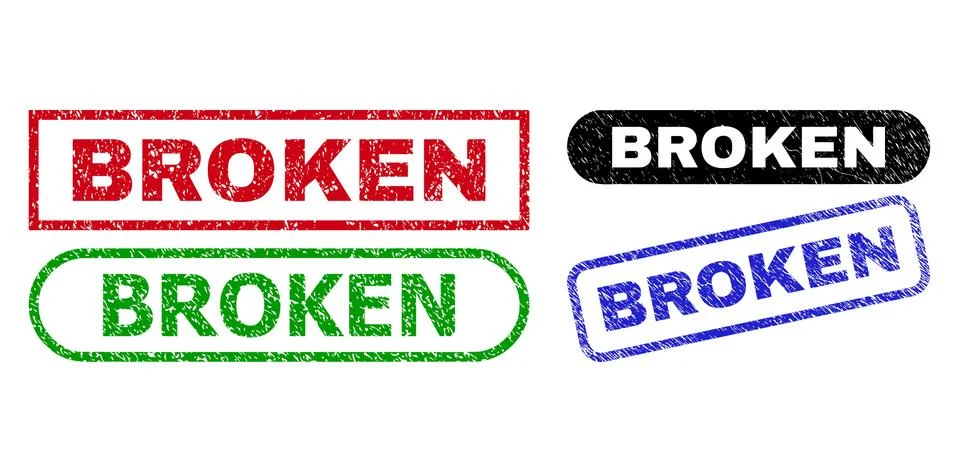 BROKEN Rectangle Stamps Using Grunge Texture Stock Illustration