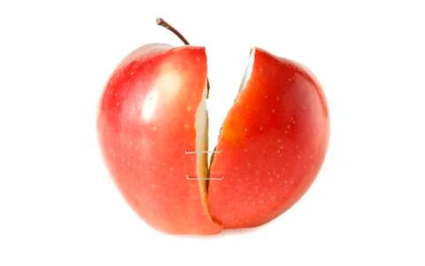 Broken red apple Stock Photos