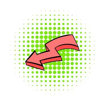 Broken red arrow icon, comics style Stock Illustration