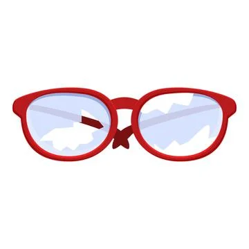 Broken red eyeglasses isolated on white background Stock Illustration