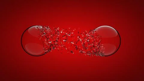 Broken red glass sphere. Stock Illustration