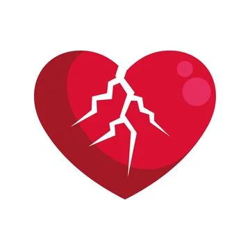 Broken red heart with cracks symbolizing heartbreak Stock Illustration