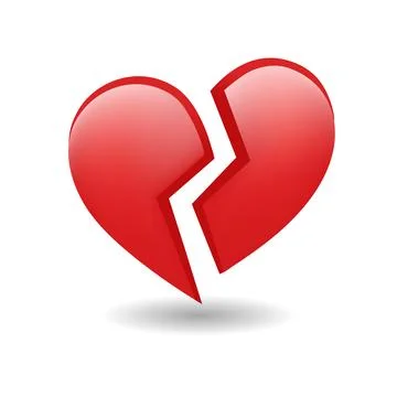 Broken red heart emoji vector Stock Illustration
