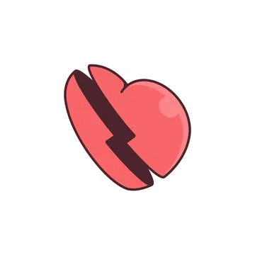 Broken red heart icon. 3d illustration for web banners Illustrazione stock