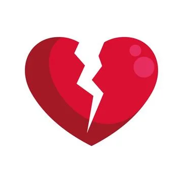 Broken red heart icon symbolizing heartbreak and separation Illustrazione stock