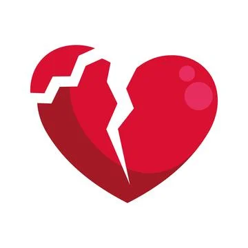 Broken red heart representing heartbreak and sadness Stock Illustration