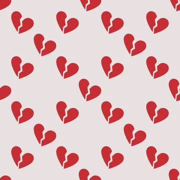 Broken Red Heart seamless pattern vector heartbreak background Illustrazione stock