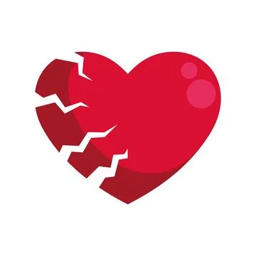 Broken red heart symbolizing heartbreak, sadness, and separation Stockillustratie