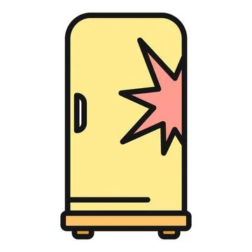 Broken refrigerator showing impact damage line icon Stockillustratie