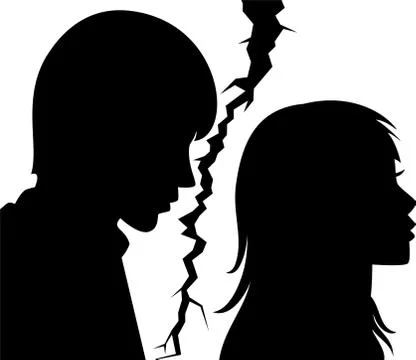 Broken relationship between young man and woman Stock Illustration