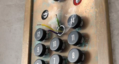 Broken Retro Elevator Control Panel Stock Illustration