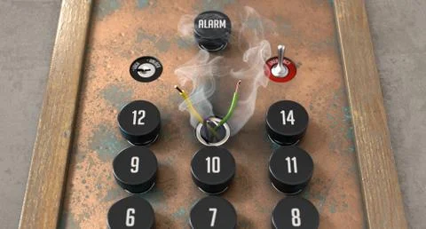 Broken Retro Elevator Control Panel Stock Illustration