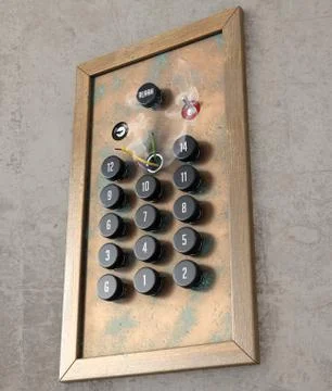 Broken Retro Elevator Control Panel Stock Illustration