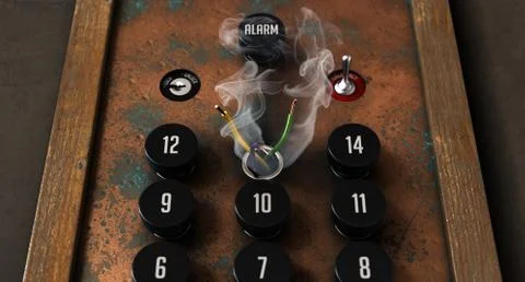 Broken Retro Elevator Control Panel Stock Illustration