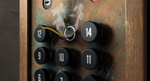 Broken Retro Elevator Control Panel Stock Illustration