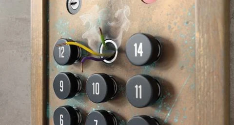 Broken Retro Elevator Control Panel Stock Illustration