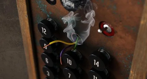 Broken Retro Elevator Control Panel Stock Illustration