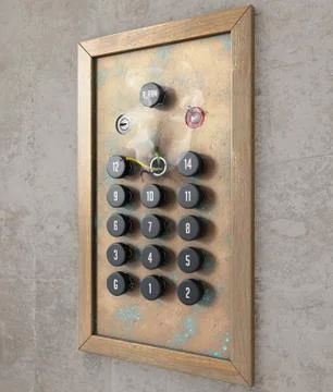 Broken Retro Elevator Control Panel Stock Illustration