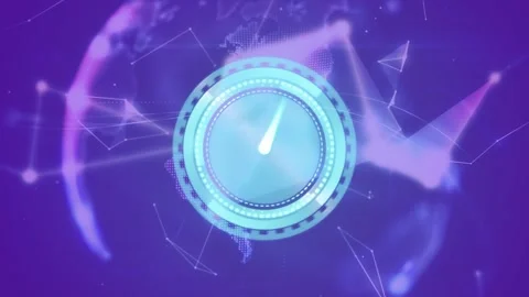 Broken ring appearing near center causing central cyan HUD expanding rotating Stock Footage 329471013