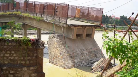Broken road after the earthquake Видео 321039613