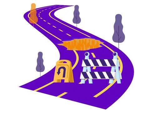 Broken road flat design Illustrazione stock
