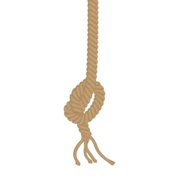 Broken rope with knot Stock Illustration