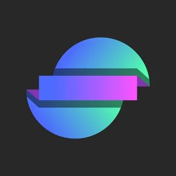 Broken round logo isometric geometric shapes divided by horizontal stripes .. Stock Illustration