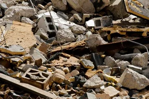 Broken Rubble From The Demolition Of A Building Stock Photos