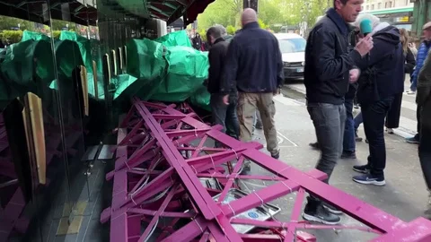 Broken sails from Moulin Rouge windmill ... | Stock Video | Pond5