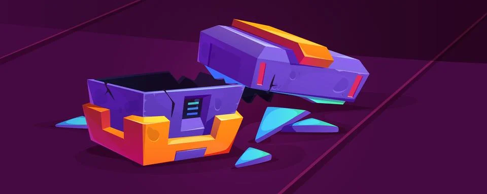 Broken sci-fi cube game assets Stock Illustration