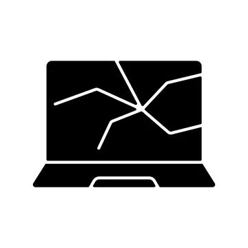 Broken screen black glyph icon Stock Illustration