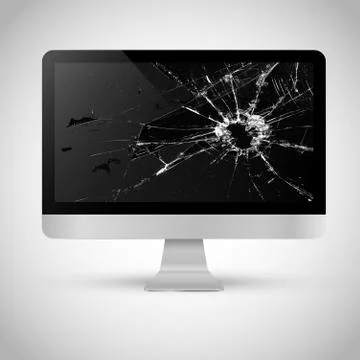 Broken screen of a computer. Stock Illustration