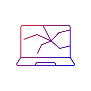 Broken screen gradient linear vector icon Illustrazione stock