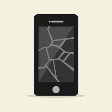 Broken screen illustration. Crack screen on mobile phone concept. Flat design Stock Illustration