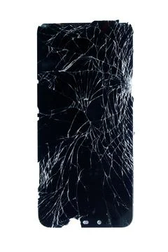 Broken screen isolated on a white background, cracked screen phone isolated.. Stock Photos