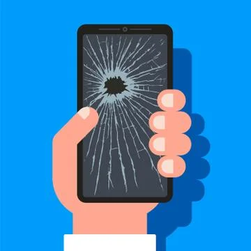 Broken screen mobile phone Stock Illustration