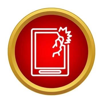 Broken screen tablet icon showing damaged device Stock Illustration