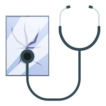 Broken screen tablet repair icon, cartoon style Stock Illustration