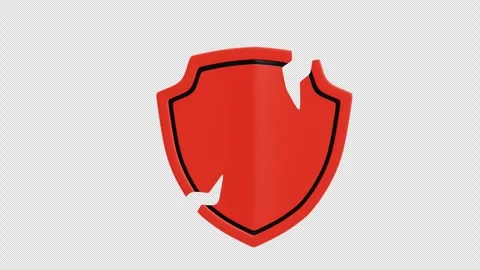 Broken security shield warning 3d animation Stock Footage 320807742