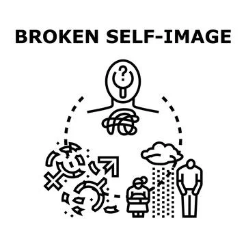Broken self image concept illustration revealing identity confusion Stock Illustration