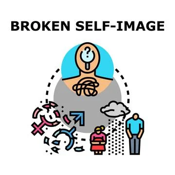 Broken self image concept illustration revealing identity confusion Stock Illustration