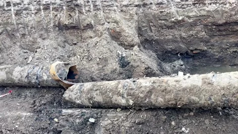 Broken sewage underground Stock Footage 219503972