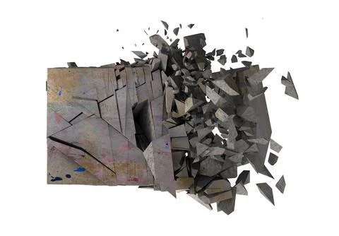 Broken shape and stone or cement block. Illustrazione stock