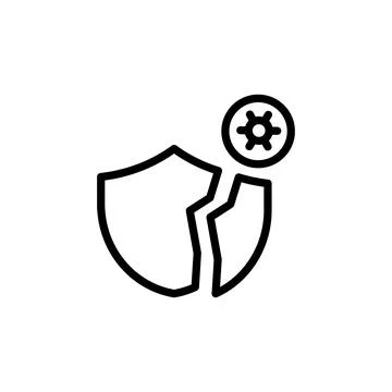 Broken, shield, coronavirus icon. Simple line, outline vector elements of viral Stock Illustration