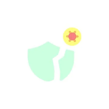 Broken, shield, coronavirus icon. Simple color vector elements of viral pandemic Stock Illustration